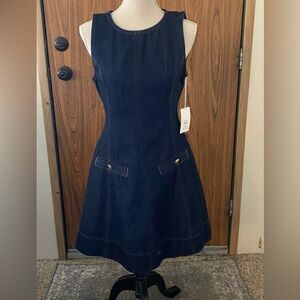 NWT Stylish soft Denim A line Sleeveless Dress. Sz 4